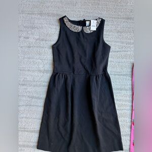 J CREW BRAND NEW W/tags Elegant Black Ponte Kids Dress with Embellished Collar